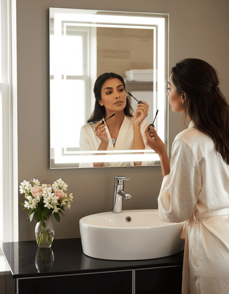 Rectangular LED Mirror India – Premium Bathroom Mirror with Illuminated LED Border