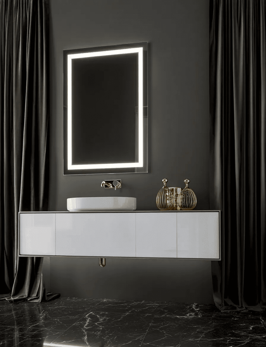 2025 Modern Salon Style Rectangular illuminated Led mirror b