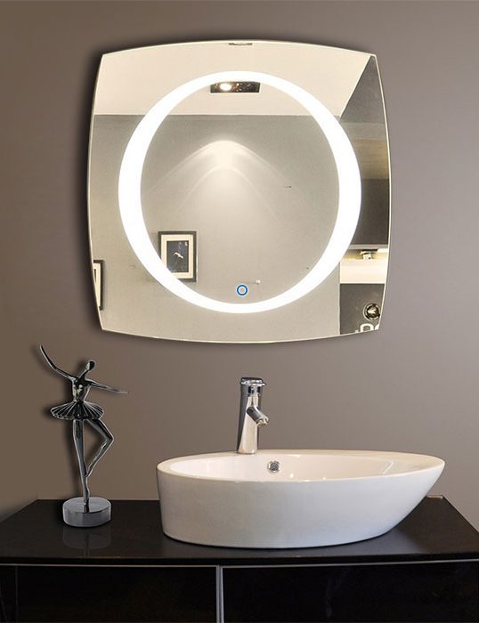 Round Center LED Mirror India – Square Mirror with Illuminated LED Ring