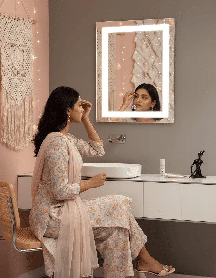 2025 Modern Salon Style Rectangular illuminated Led mirror b