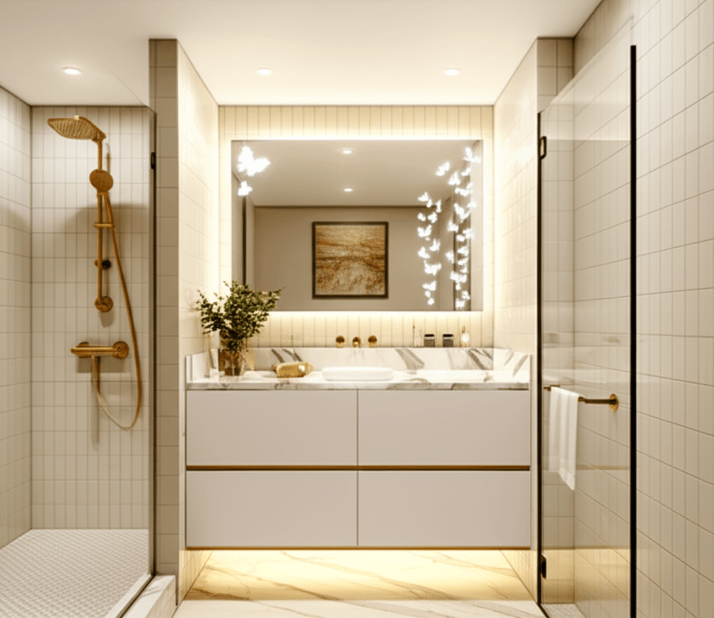 Bathroom Mirror with Butterfly Pattern Lighting 2