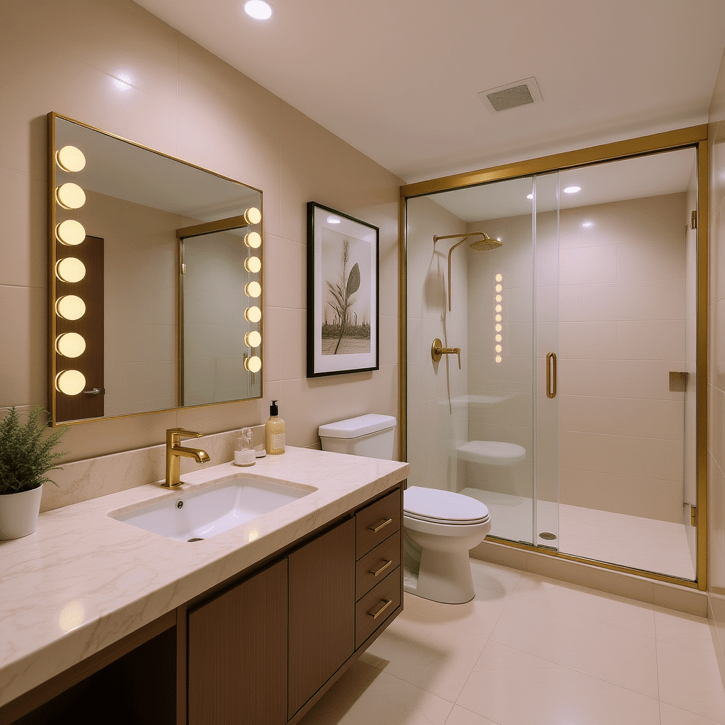 Rectangular Hollywood Makeup Mirror with Lights 1