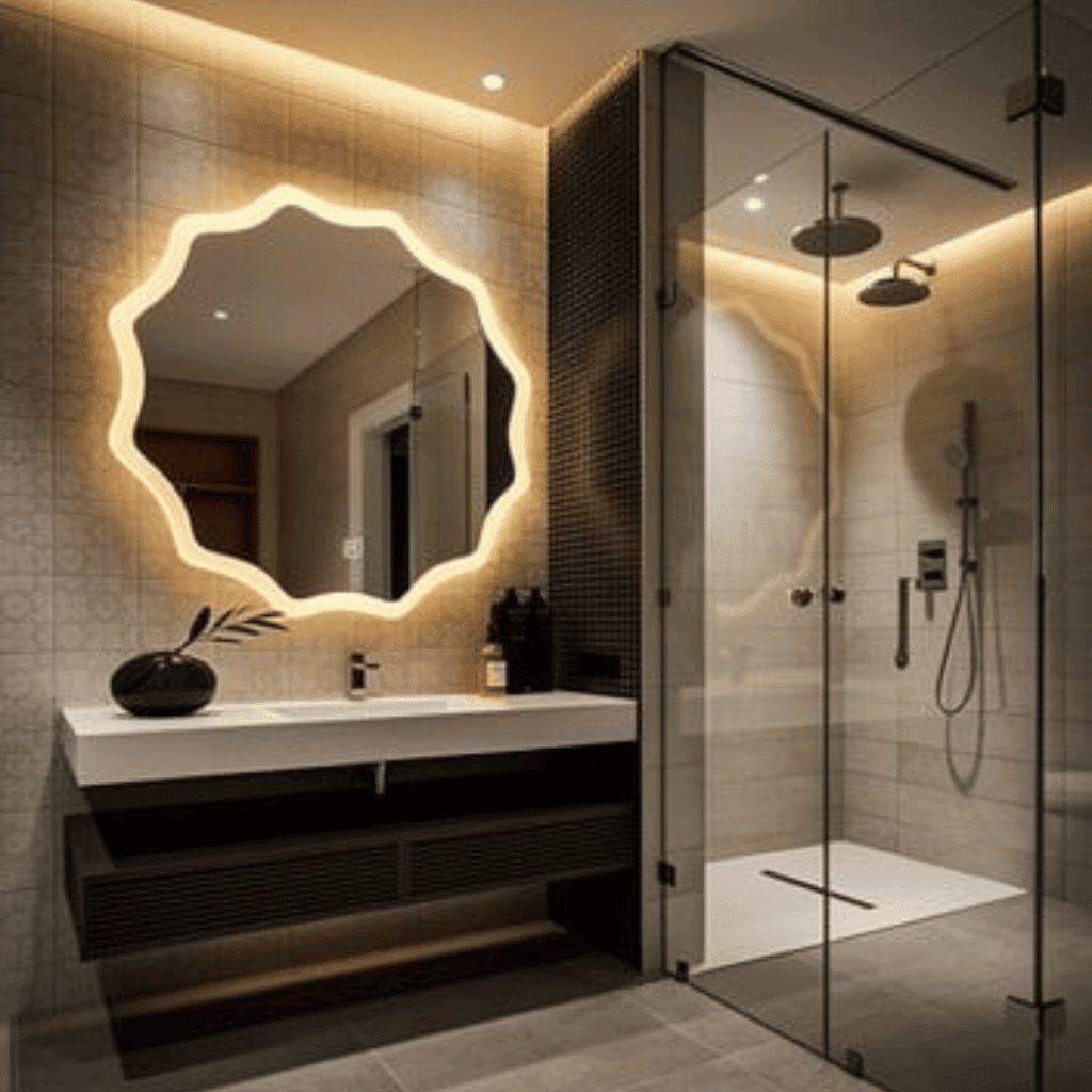 Contemporary Scalloped Bathroom Mirror 1