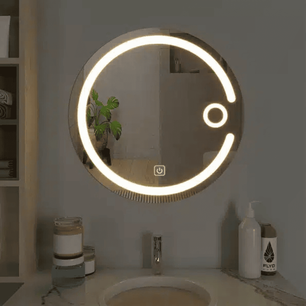 Illuminating Lunar LED Bathroom Mirror – Moon-Inspired Round Mirror with Touch Sensor and Anti-Fog Feature