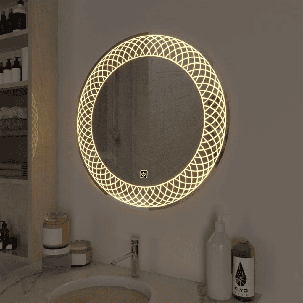 Golden Halo LED Mirror – Luxury Round Wall Mirror with Touch Sensor 1