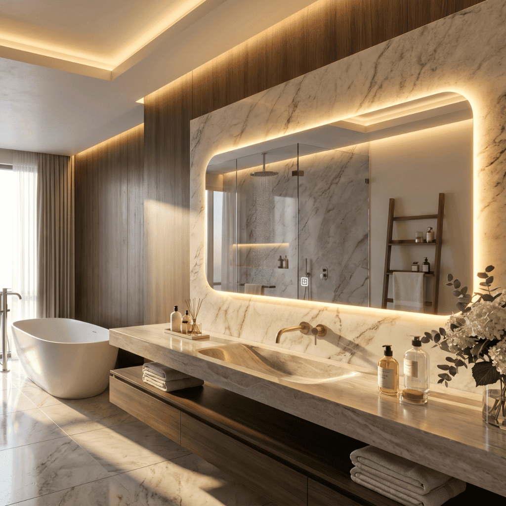 Rectangular LED Vanity Mirror with Rounded Corners 1