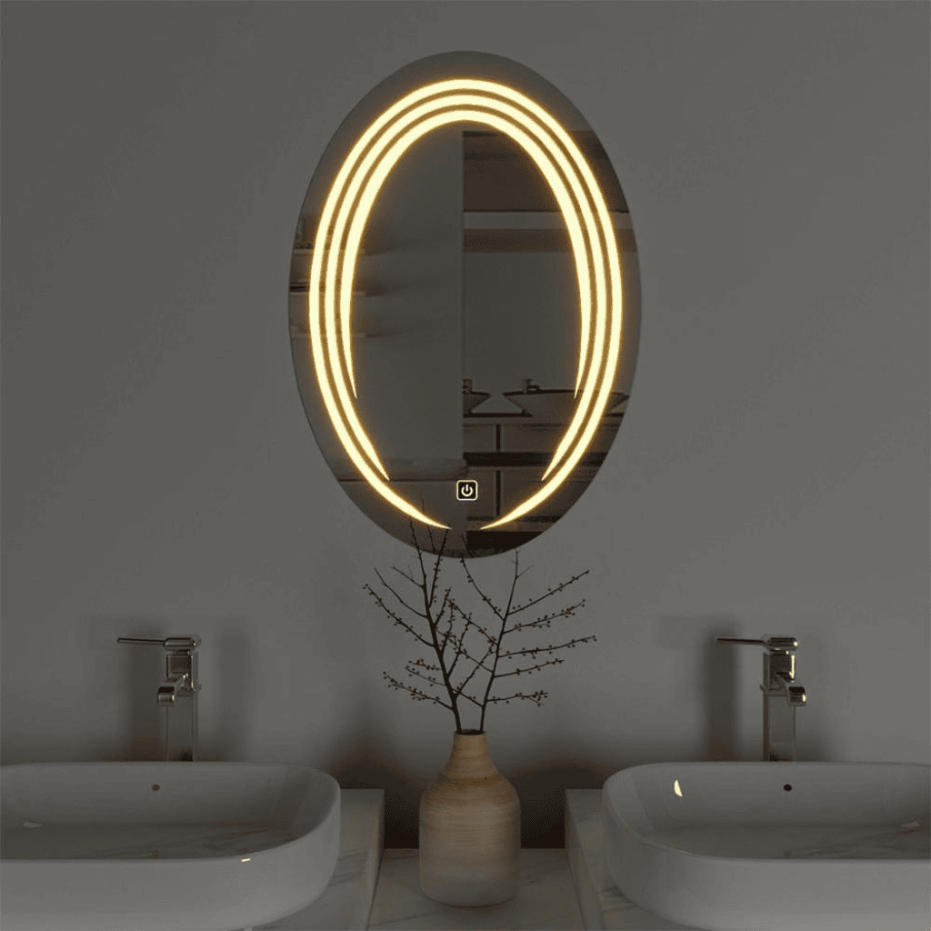 LumaOval Glow LED Mirror – Soft Gold Oval Bathroom Mirror