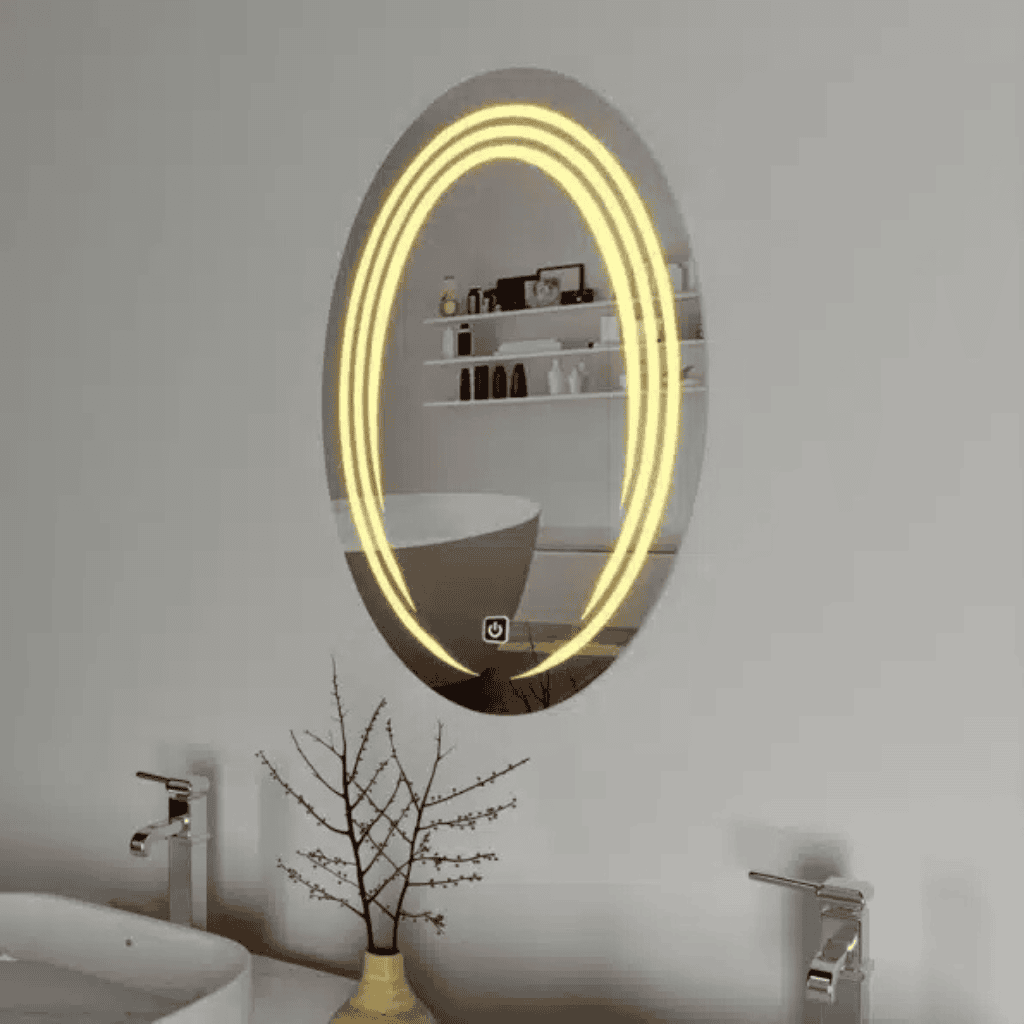LumaOval Glow LED Mirror – Soft Gold Oval Bathroom Mirror 1
