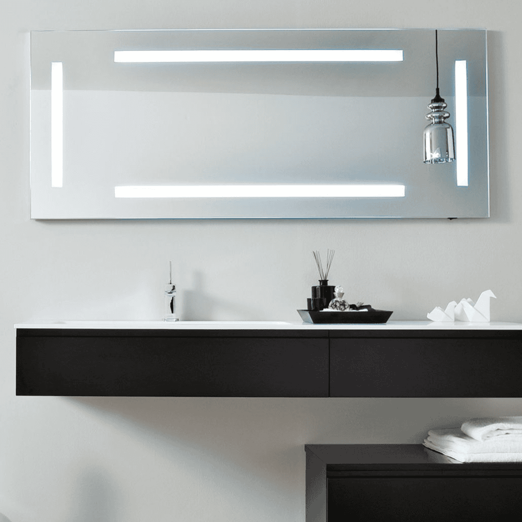 LED Bathroom Mirror with Vertical and Horizontal LED Strips – Modern Vanity Mirror