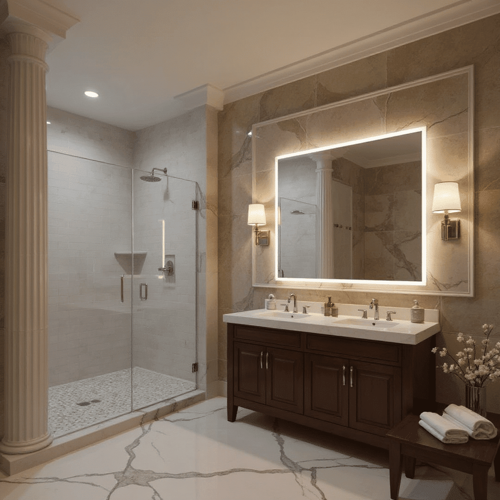 Luxury Backlit Mirror with Frosted Frame and Touch Sensor 3