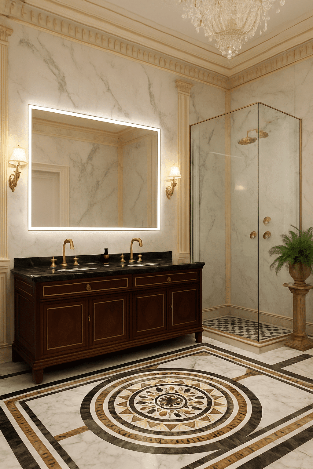 Luxury Backlit Mirror with Frosted Frame and Touch Sensor 2