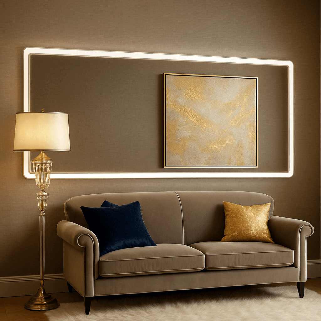 Ultra-Wide LED Bathroom Mirror with Soft Glow Frame 1