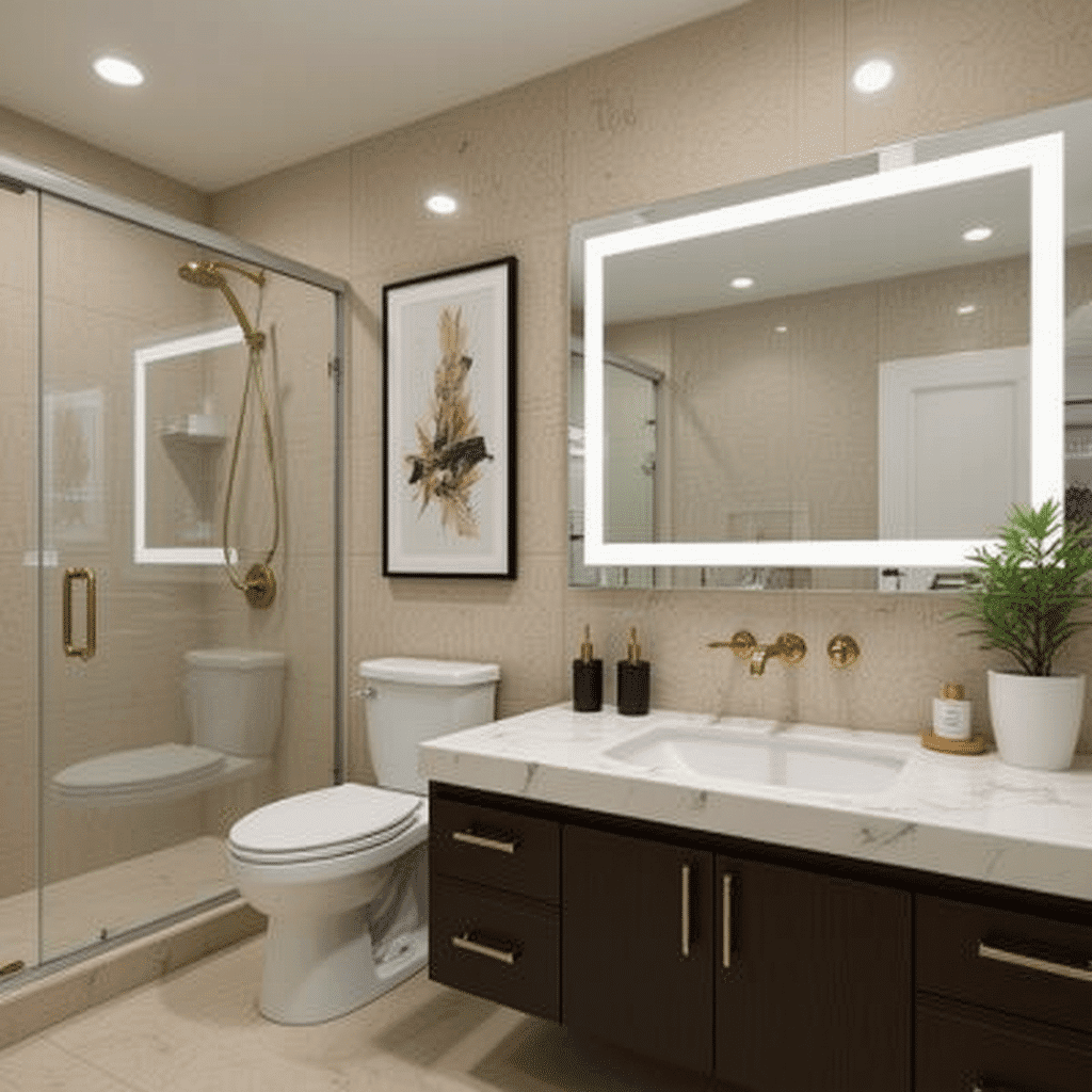 CrystalEdge Rectangular LED Bathroom Mirror – Wall Mounted & Anti-Fog 4