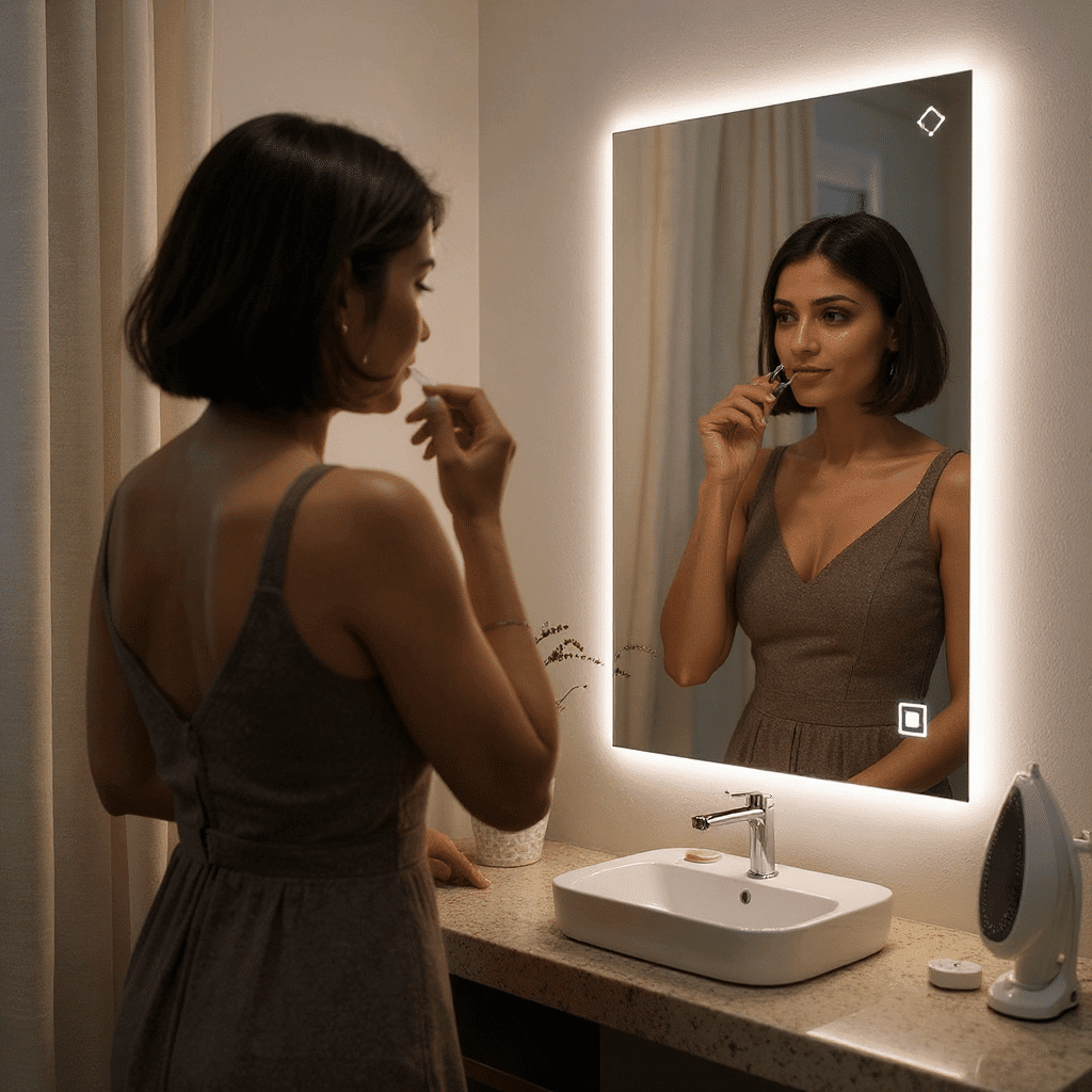 Dimmable LED Bathroom Mirror with Anti-Fog Defogger – Modern and Stylish with Adjustable Lighting 1