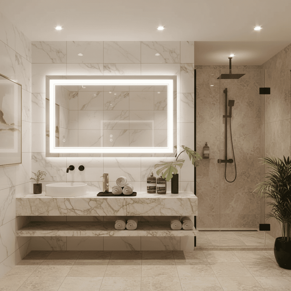 Rectangular LED Mirror with Built-in Backlighting | Modern Frameless Bathroom Mirror 3