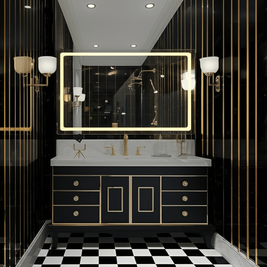 Rectangular LED Mirror with Soft Gold Backlighting | Modern Bathroom Mirror 2