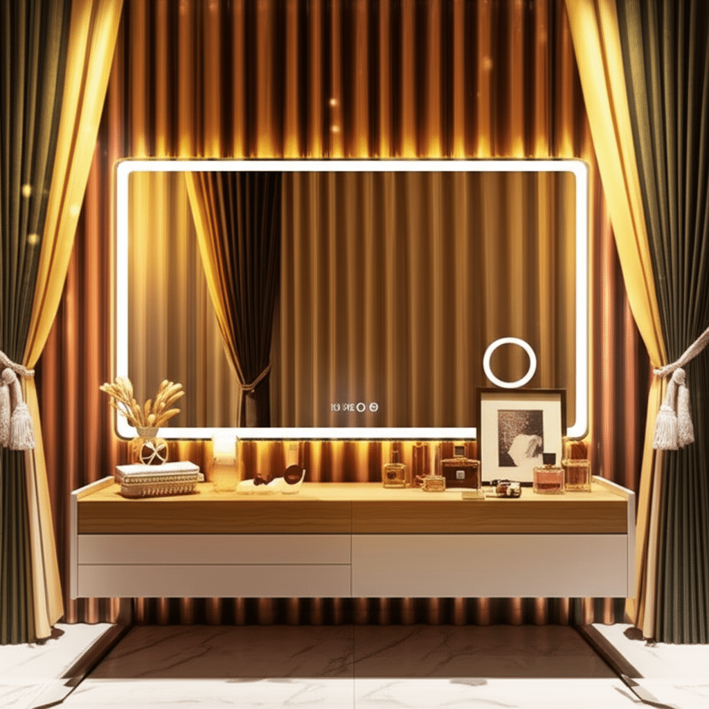 Rectangular LED Mirror with Time and Weather Display | Backlit Modern Bathroom Mirror 3