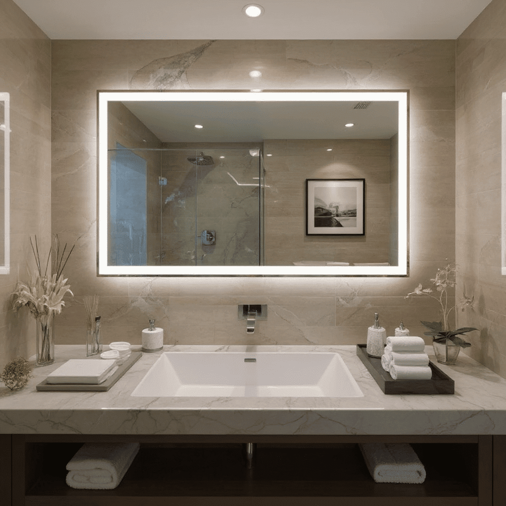 Premium LED Vanity Mirror with Ambient Lighting Design