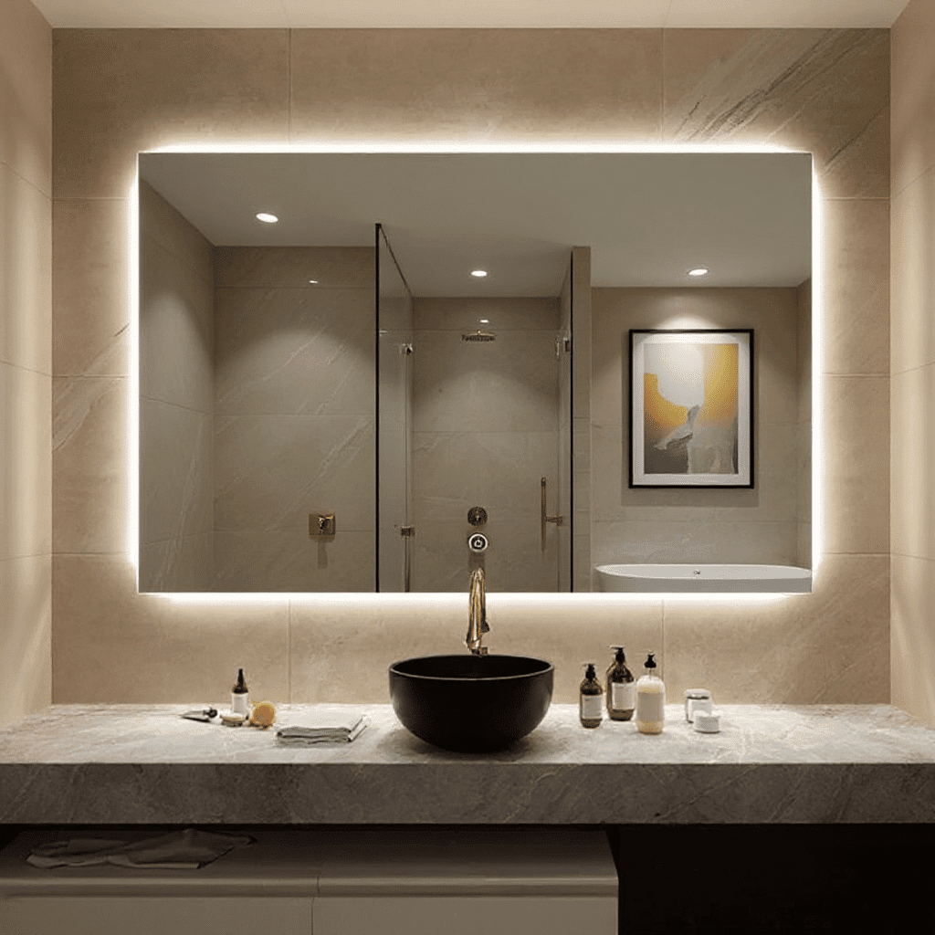 Rectangle led mirror makeup mirror