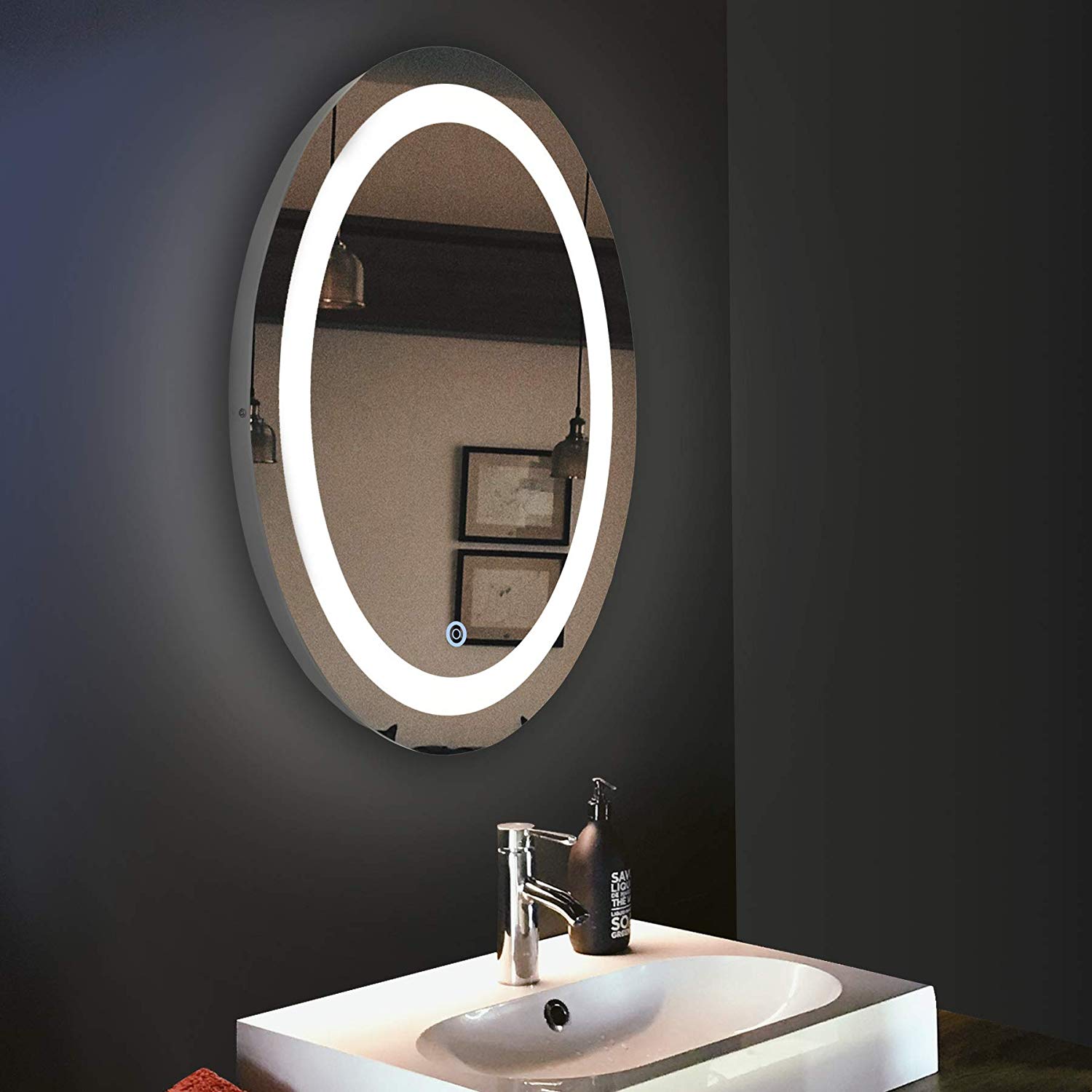 Oval LED Mirror with Soft Backlighting