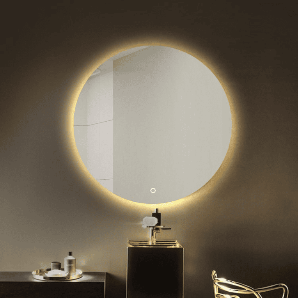 High quality wall smart touch sensor round copper free clear led illuminated bathroom backlit decorative mirror 1