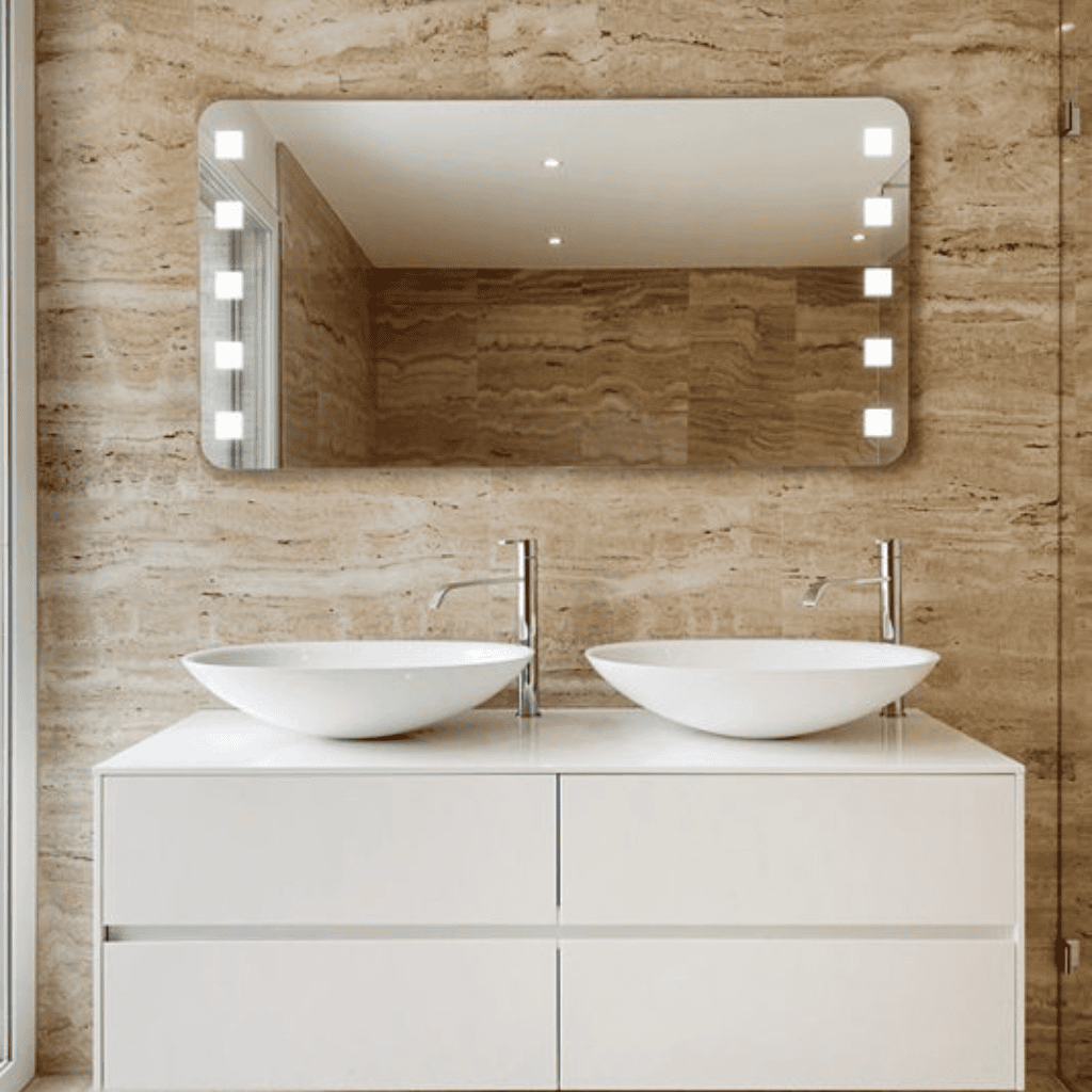 Hollywood Style LED Bathroom Mirror – Cube Light Design for Double Vanity