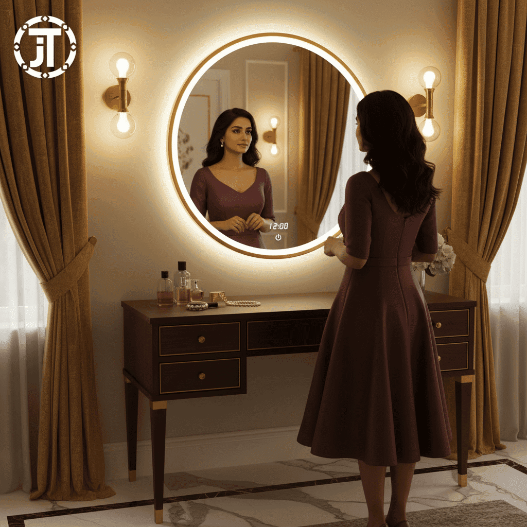 Round LED Mirror with Ambient Glow 1