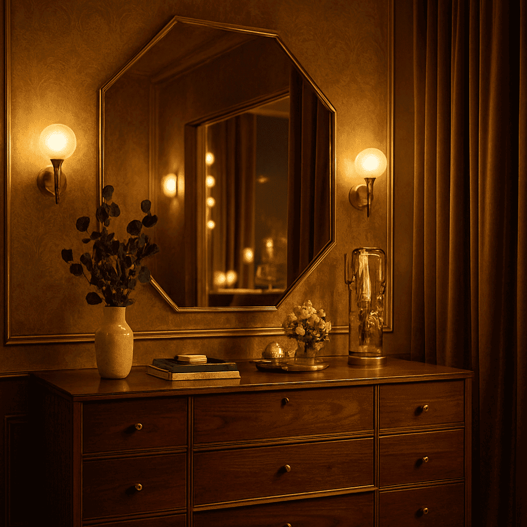 Geometric Luxe Mirror – Octagon Wall Mirror for Modern Living Spaces 1