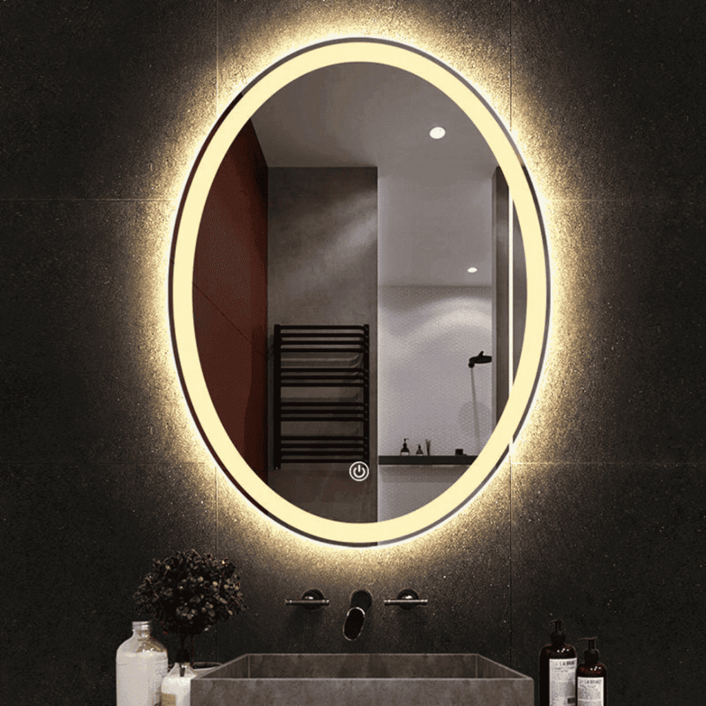 Elegant Oval LED Bathroom Mirror with Warm Backlight 1