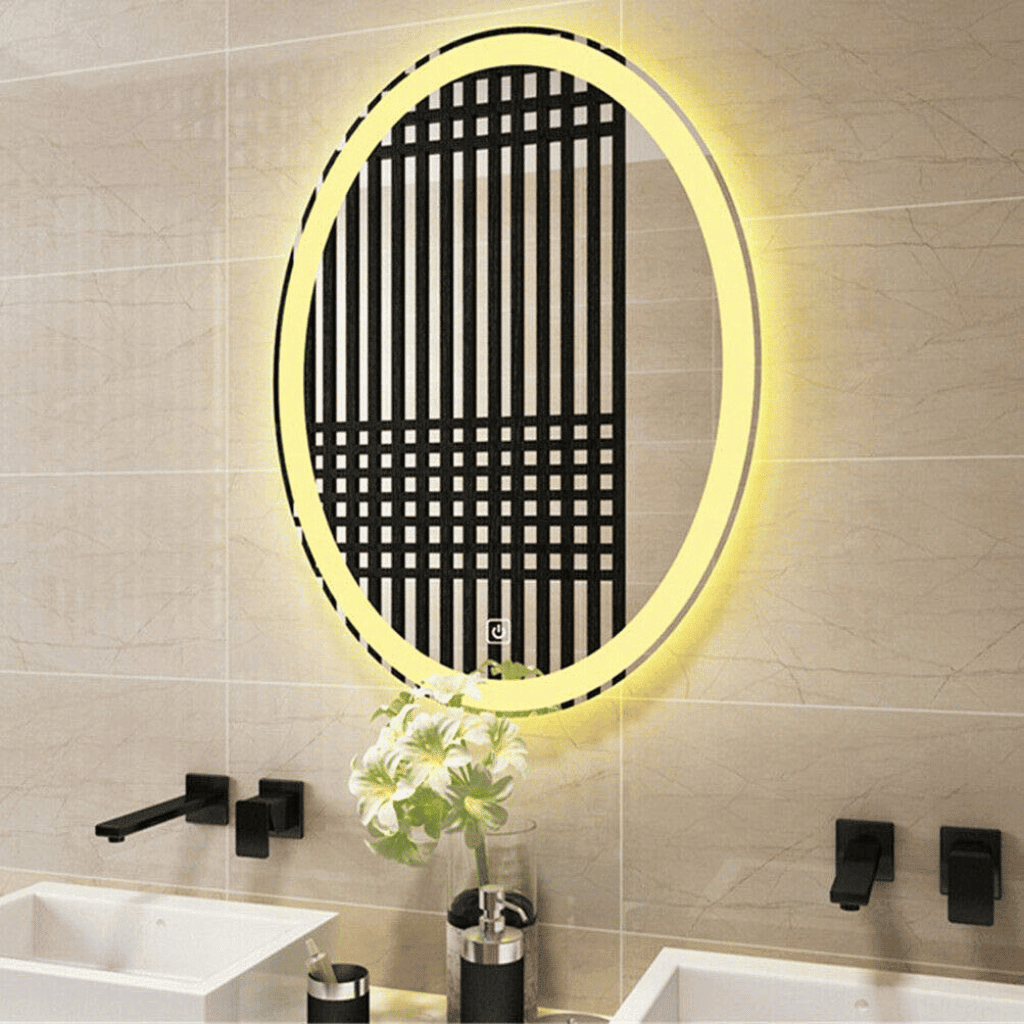 Elegant Oval LED Bathroom Mirror with Warm Backlight