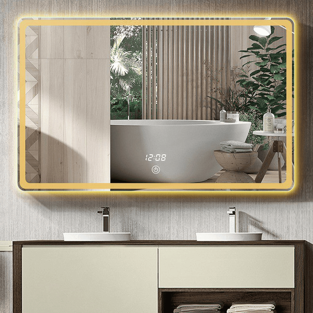 LuxeFrame™ Black LED Mirror India – Touch Sensor Mirror with Magnifier & Backlight 1