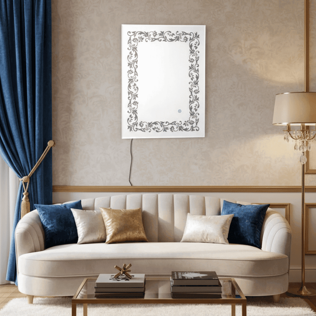Luxury Floral Illuminated Bathroom Mirror 1