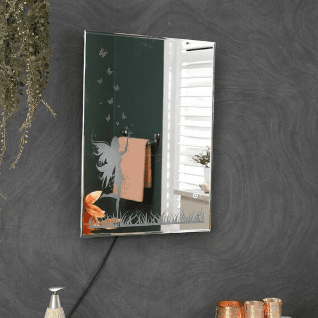Pink Magical Mirror with Grass and Butterfly Design 1