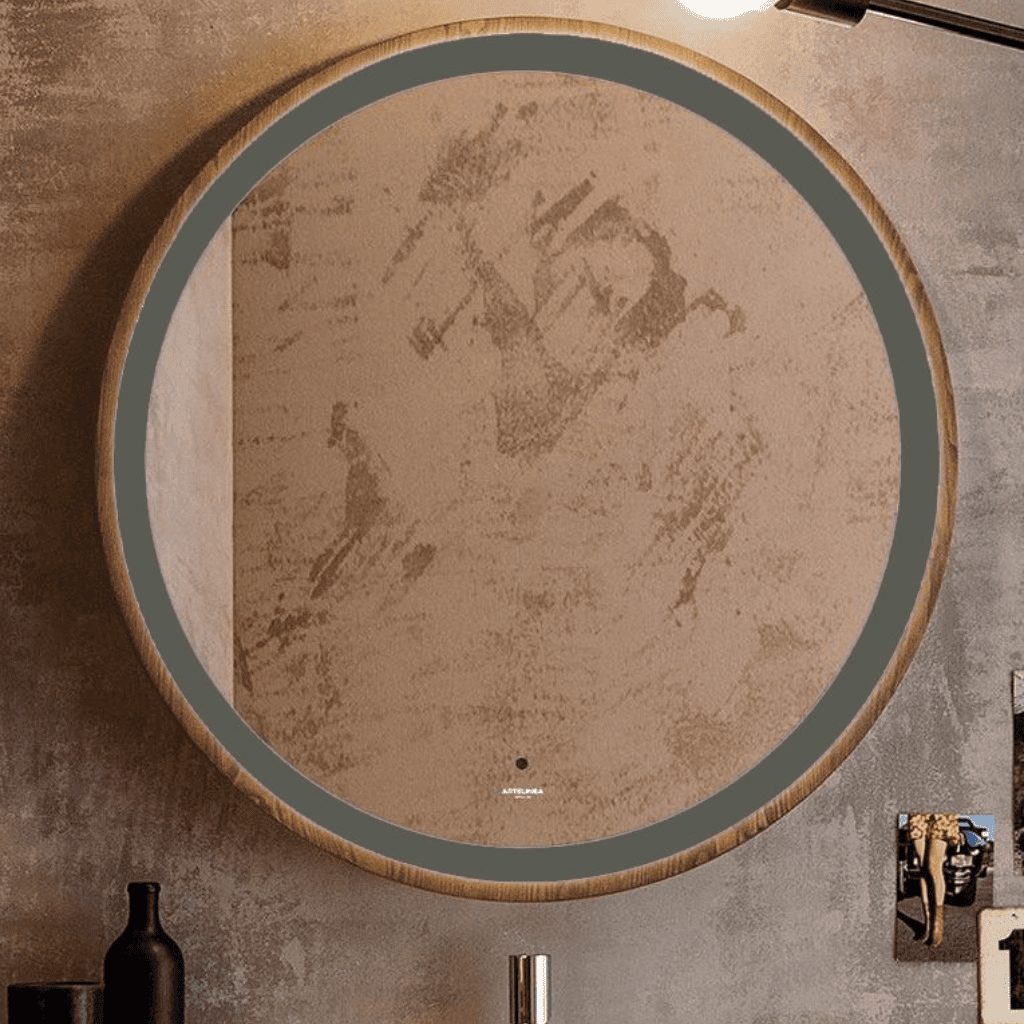 LED Mirror with wooden frame
