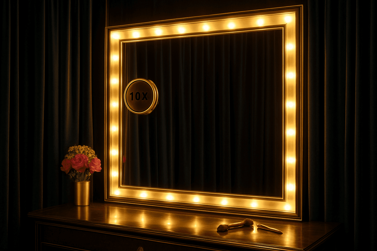 Luxury Rectangular LED Bathroom Mirror with 10X Magnifying Mirror