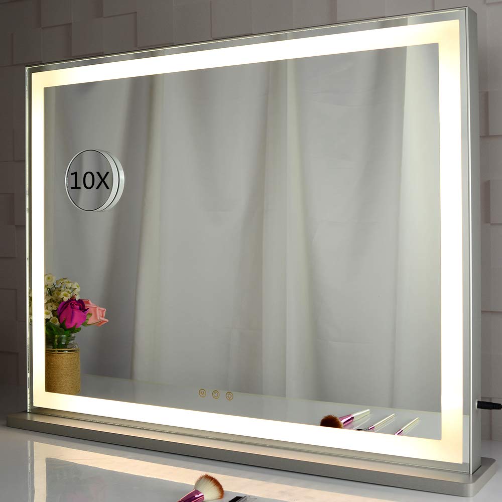 Large LED Vanity Mirror with Dual Sink Setup