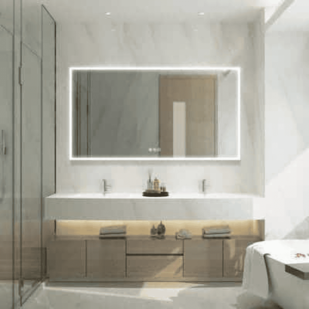 Rectangular LED Mirror with Touch Sensor & Wall-Mounted Design 1
