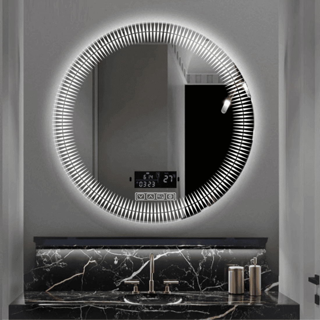 Designer Round LED Bathroom Mirror with Touch Display