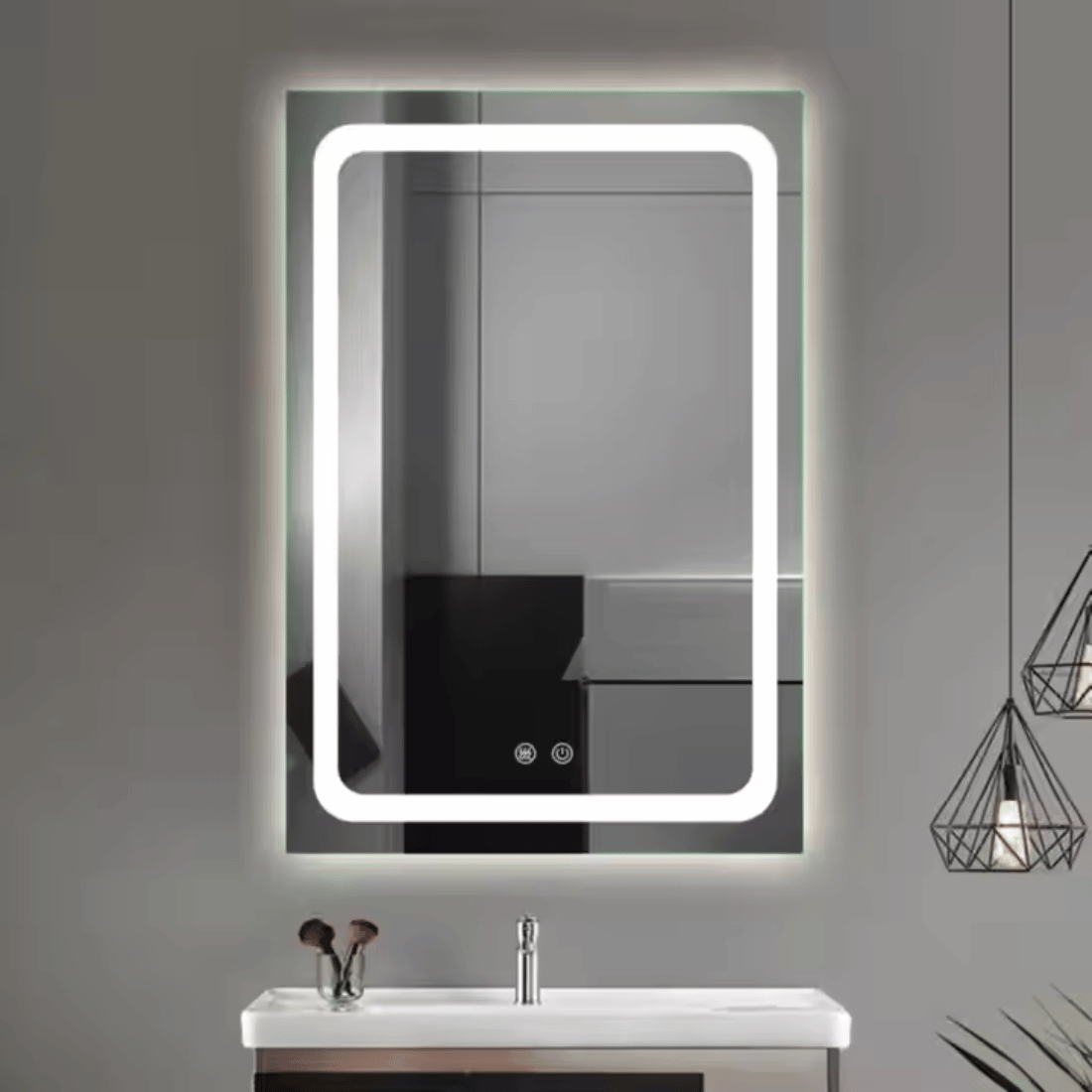 Rectangular LED Backlit Bathroom Mirror with Soft Glow