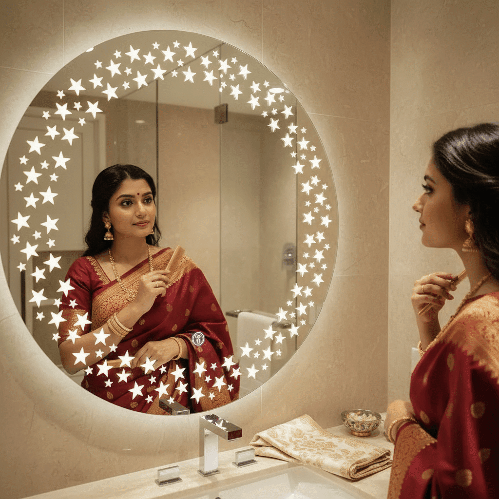 Twinkling Stars LED Bathroom Mirror – Illuminated Mirror with Starry Design and Touch Sensor 1