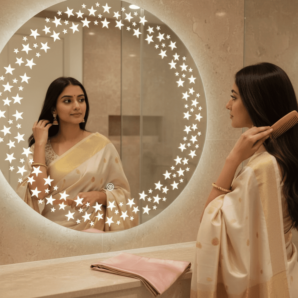 Twinkling Stars LED Bathroom Mirror – Illuminated Mirror with Starry Design and Touch Sensor 1