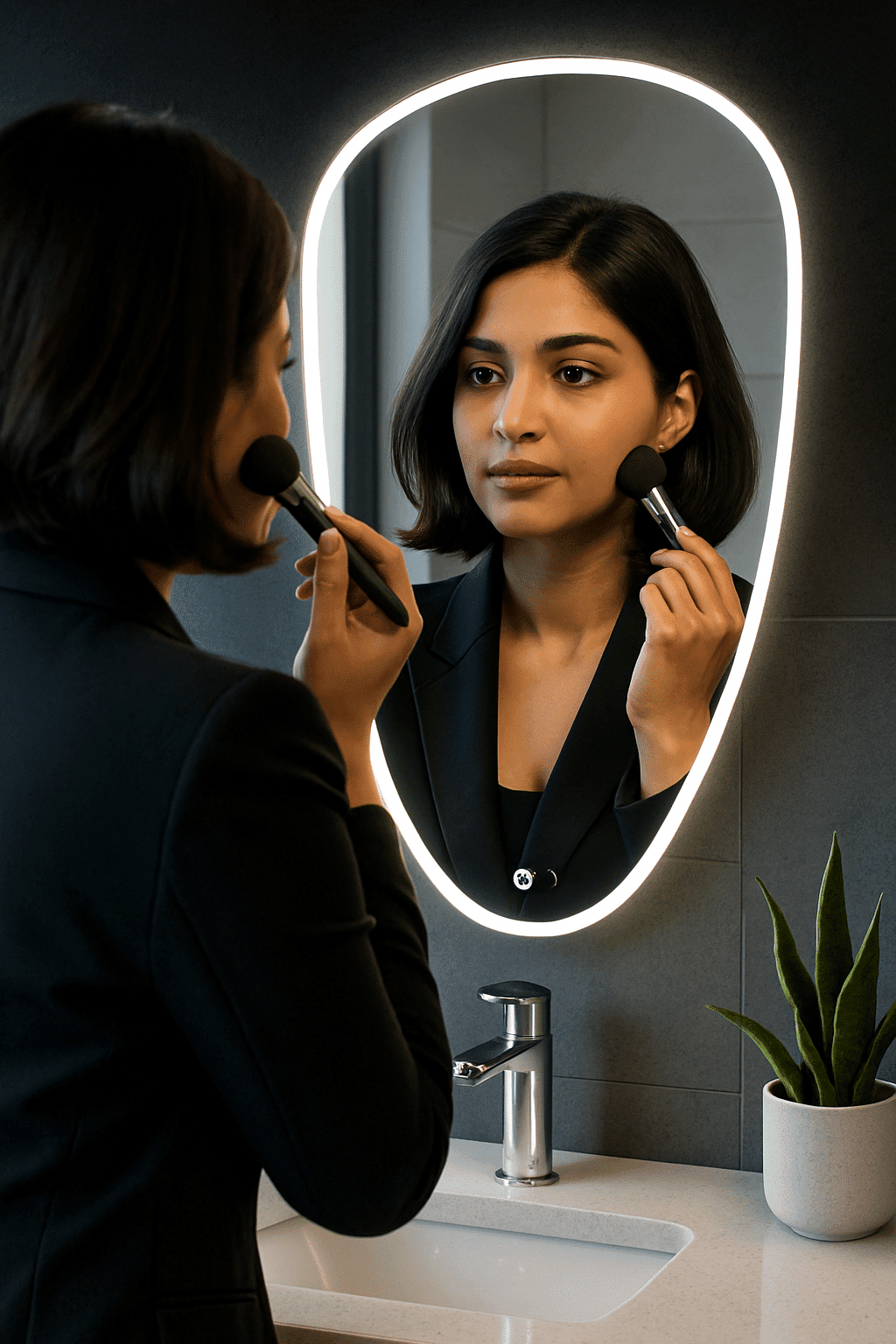 Ultra-Modern LED Mirror Bathroom Design with Ambient Lighting