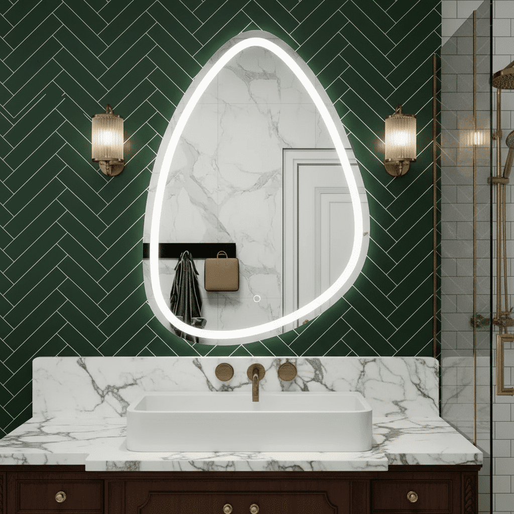 Oval Frosted LED Mirror with Touch Sensor 3