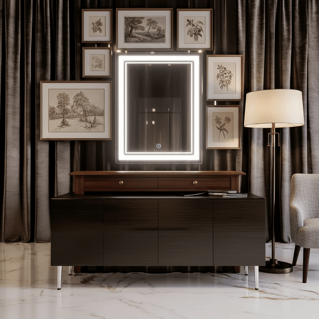 Rectangular LED Bathroom Mirror with Inner Glow Frame 4