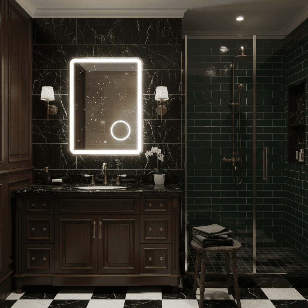 Rectangular LED Bathroom Mirror with Magnifying Glass 3