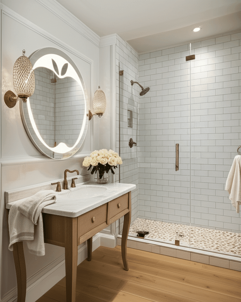 Apple Shape LED Bathroom Mirror with Backlit Glow 2