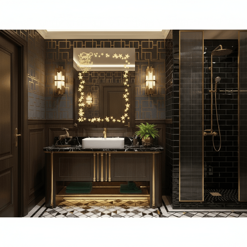 Decorative Engraved Wall Mirror with LED