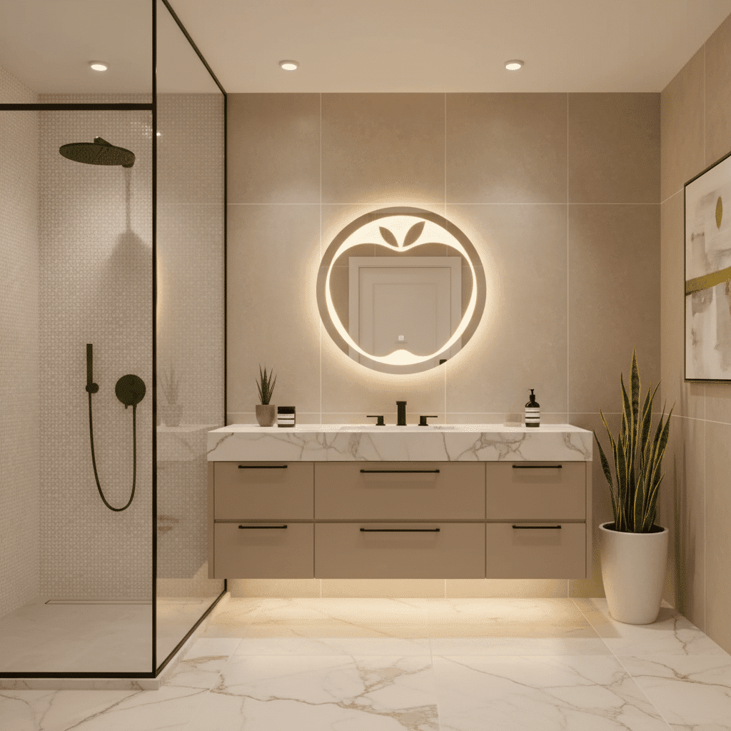Designer Apple Shape Illuminated Mirror