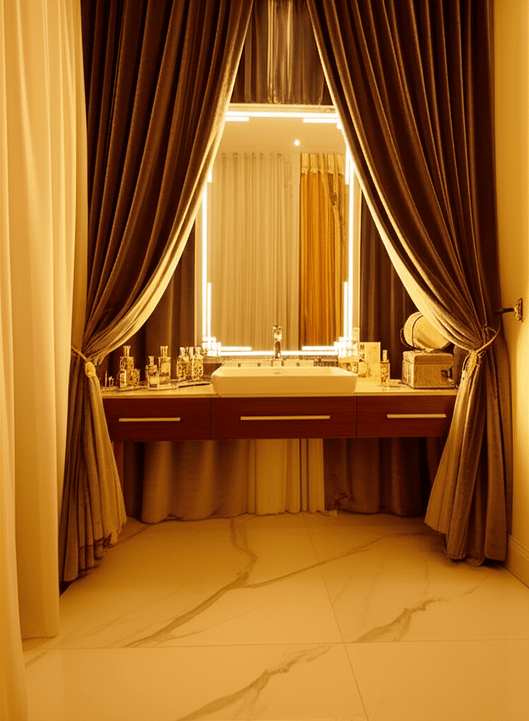 Modern LED Mirror with Geometric Corner Lighting Design