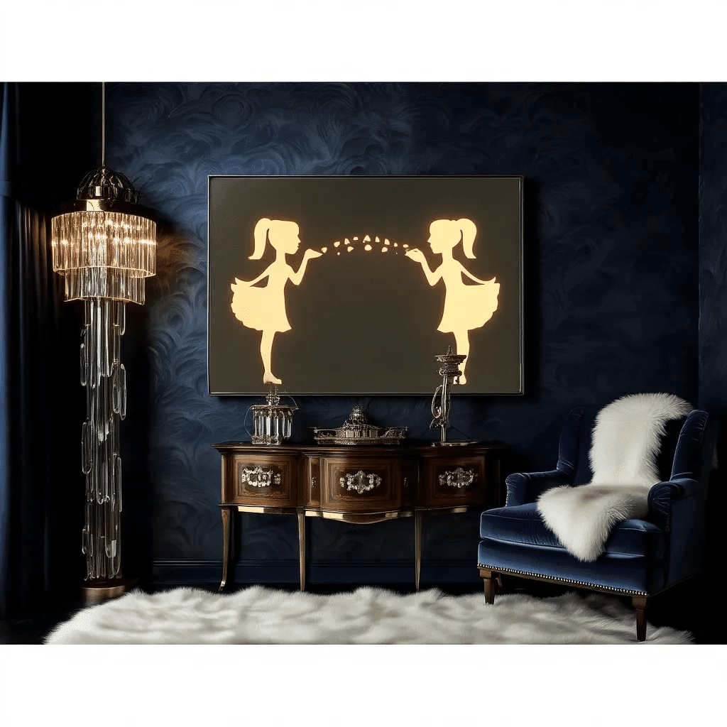Decorative Etched LED Mirror with Girl Design